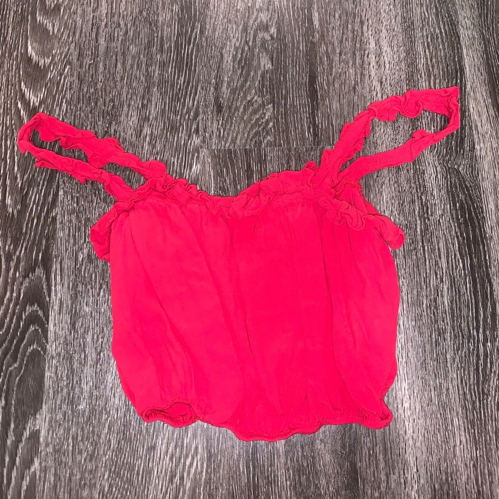 Red off the shoulder tank